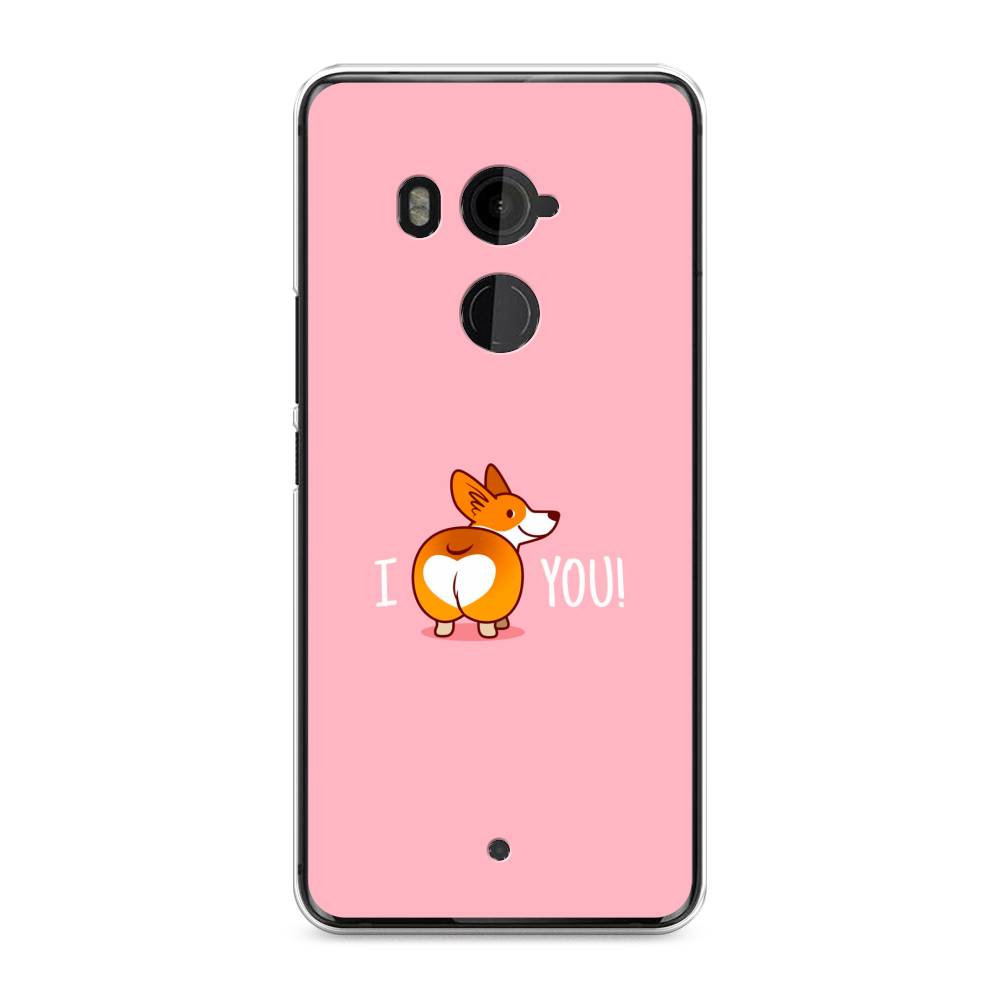 

Чехол на HTC U11 Plus "Корги I love you", Розовый;коричневый;белый, 102150-1