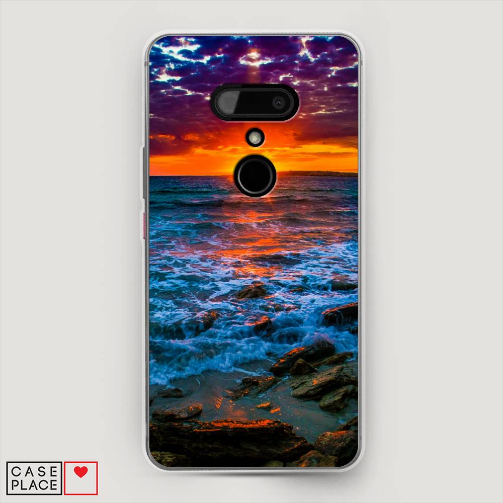 

Чехол на HTC U12 "Закат 1", Оранжевый;синий, 102050-2