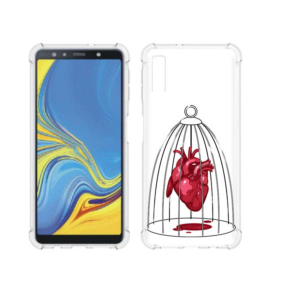 

Чехол MyPads Tocco для Samsung Galaxy A7 (2018) сердце в клетке (PT95255.558.597), Прозрачный, Tocco