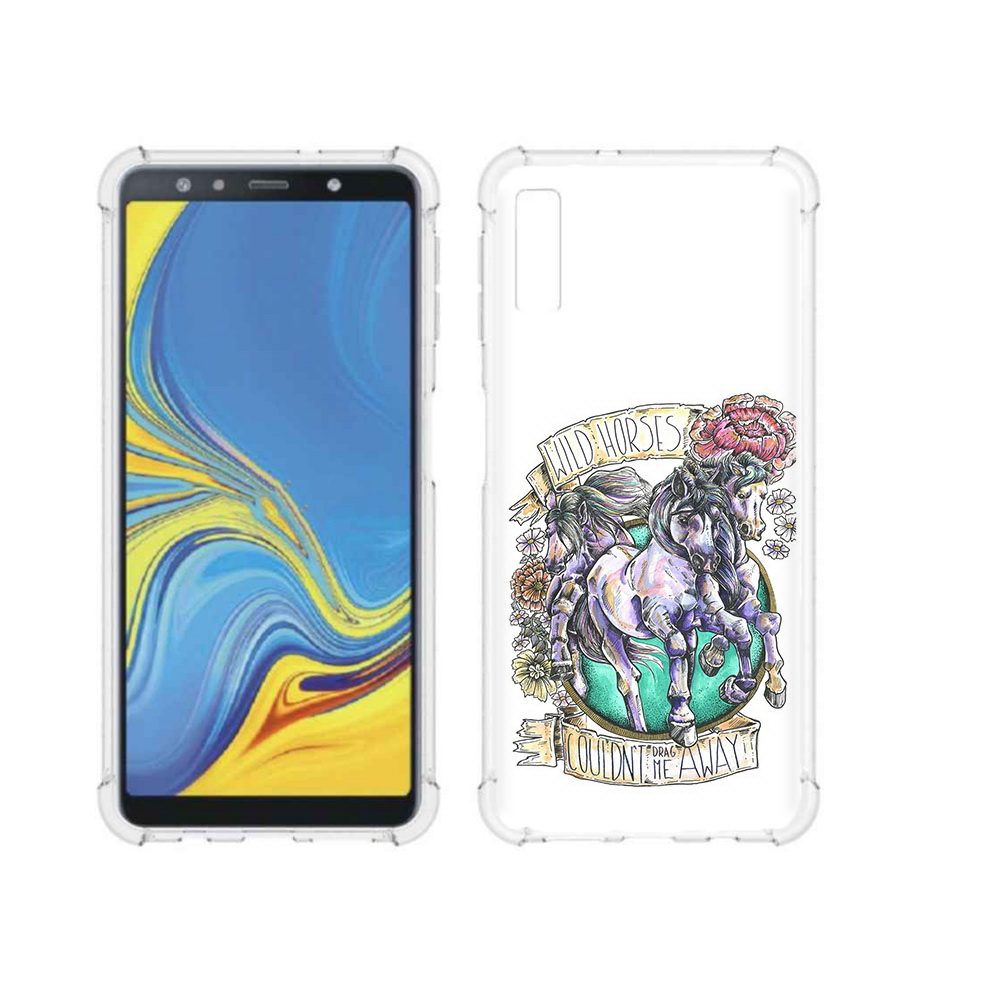 

Чехол MyPads Tocco для Samsung Galaxy A7 (2018) рисунок коней в цветах (PT95255.558.582), Прозрачный, Tocco