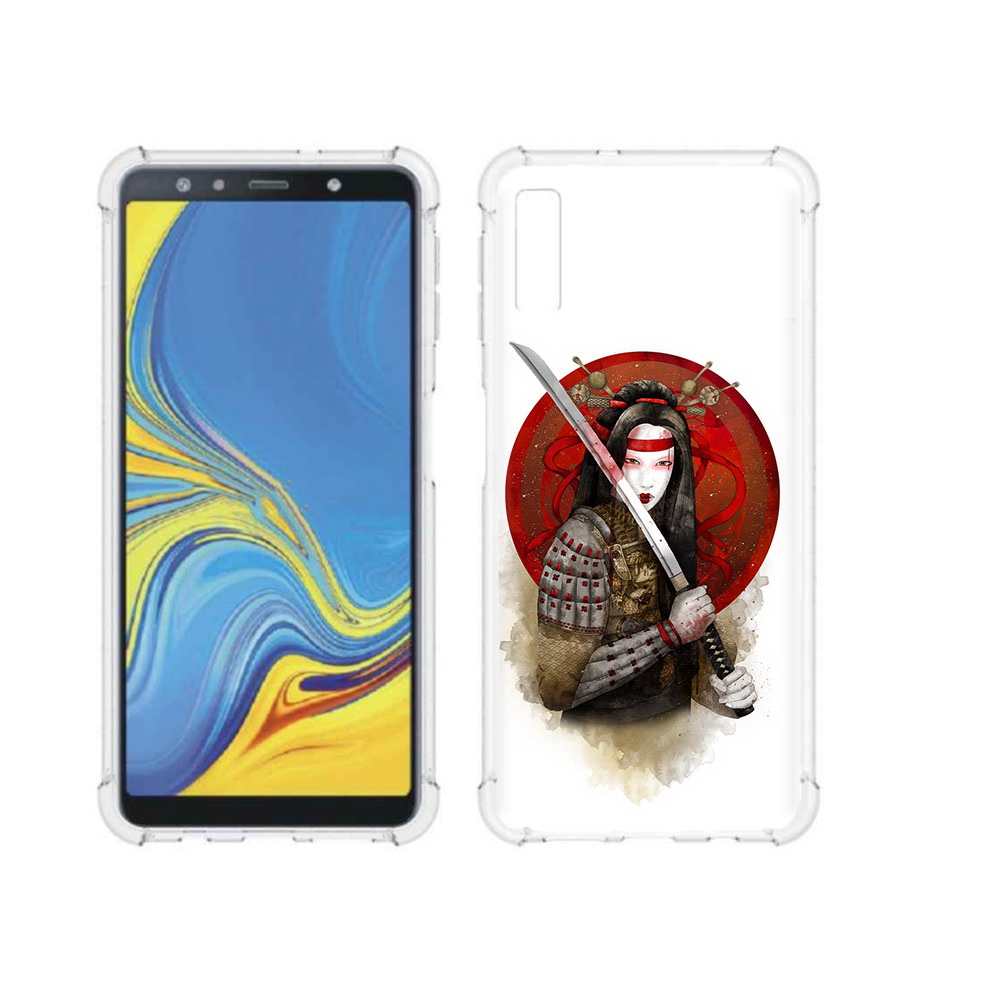 

Чехол MyPads Tocco для Samsung Galaxy A7 (2018) рисованная девушка с катаной, Прозрачный, Tocco