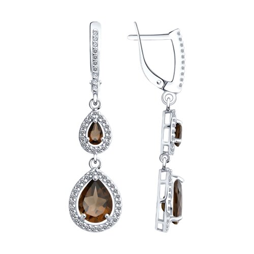 

Серьги из серебра TEO MAORI 894-321-02047-2, раухтопаз/фианит, 894-321-02047-2