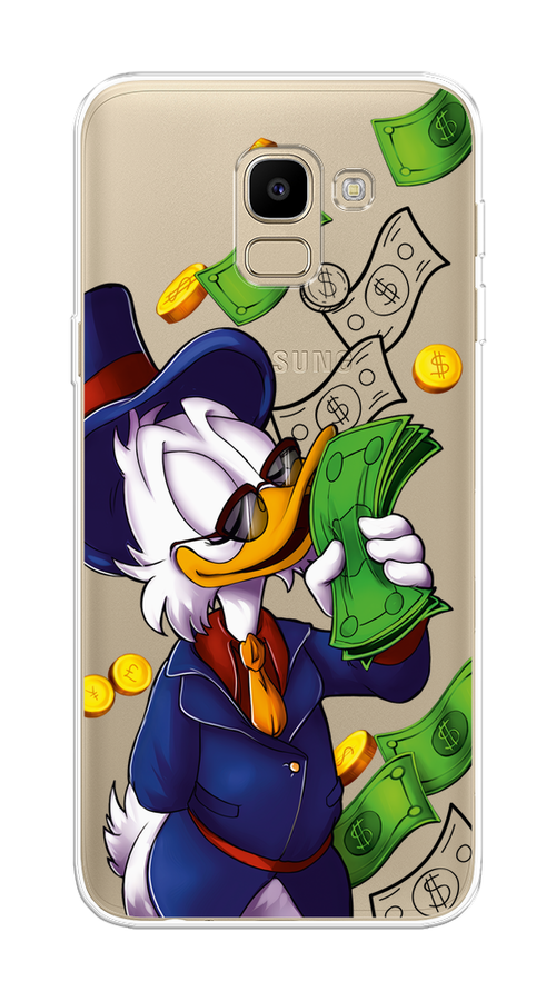 

Чехол на Samsung Galaxy J6 2018 "Scrooge McDuck with Money", Синий;зеленый;белый, 26150-6