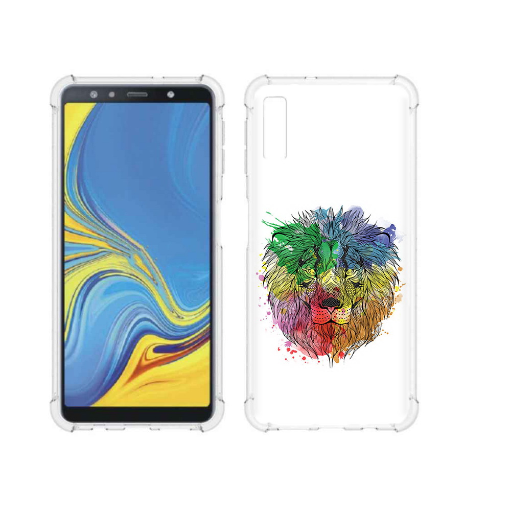 

Чехол MyPads Tocco для Samsung Galaxy A7 (2018) разноцветный гордый лев (PT95255.558.573), Прозрачный, Tocco