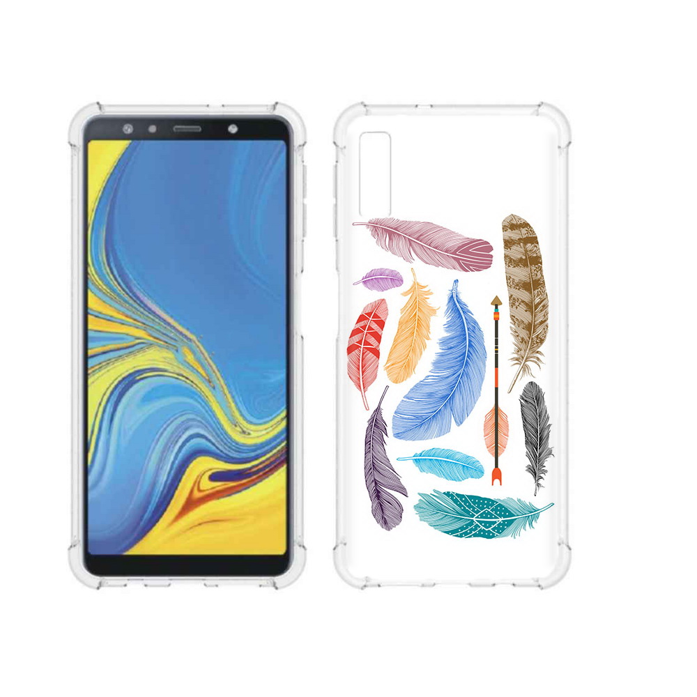 Чехол MyPads Tocco для Samsung Galaxy A7 (2018) разноцветные перья (PT95255.558.572)