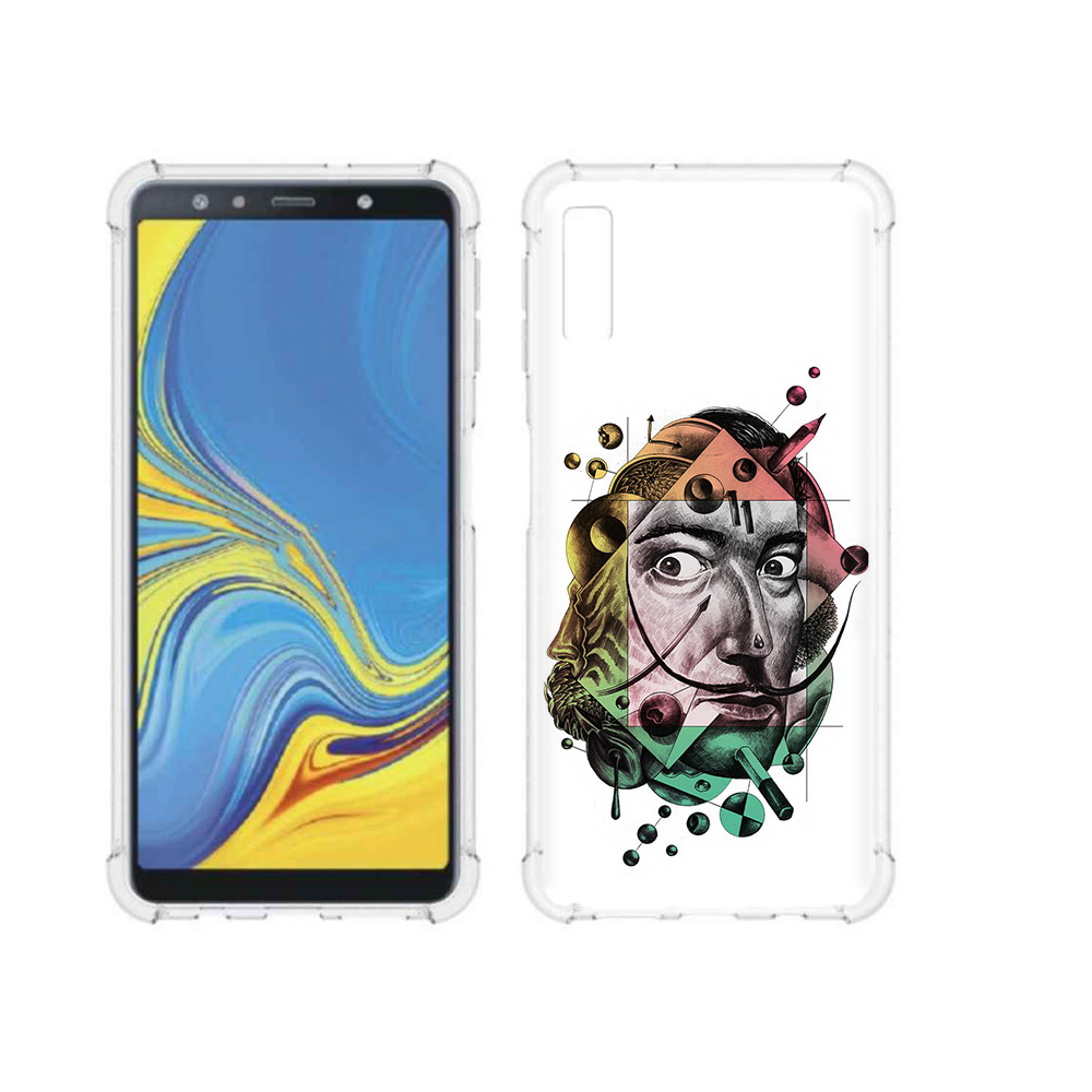 

Чехол MyPads Tocco для Samsung Galaxy A7 (2018) разноцветное лицо абстракция, Прозрачный, Tocco