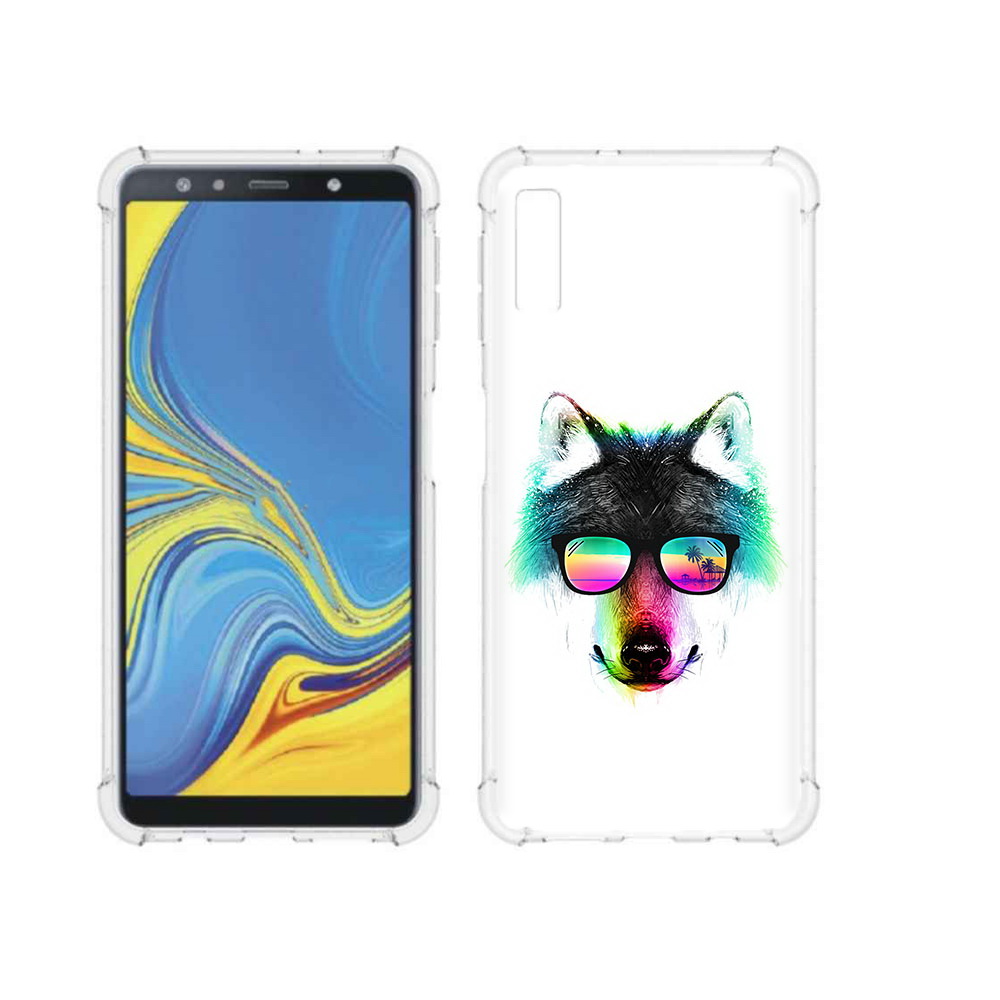 

Чехол MyPads Tocco для Samsung Galaxy A7 (2018) радужный волк (PT95255.558.567), Прозрачный, Tocco