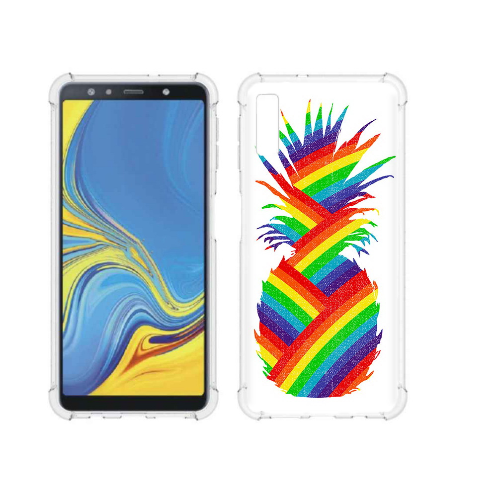 

Чехол MyPads Tocco для Samsung Galaxy A7 (2018) радужный ананас (PT95255.558.566), Прозрачный, Tocco