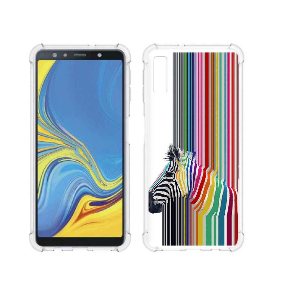 

Чехол MyPads Tocco для Samsung Galaxy A7 (2018) радужная зебра (PT95255.558.565), Прозрачный, Tocco