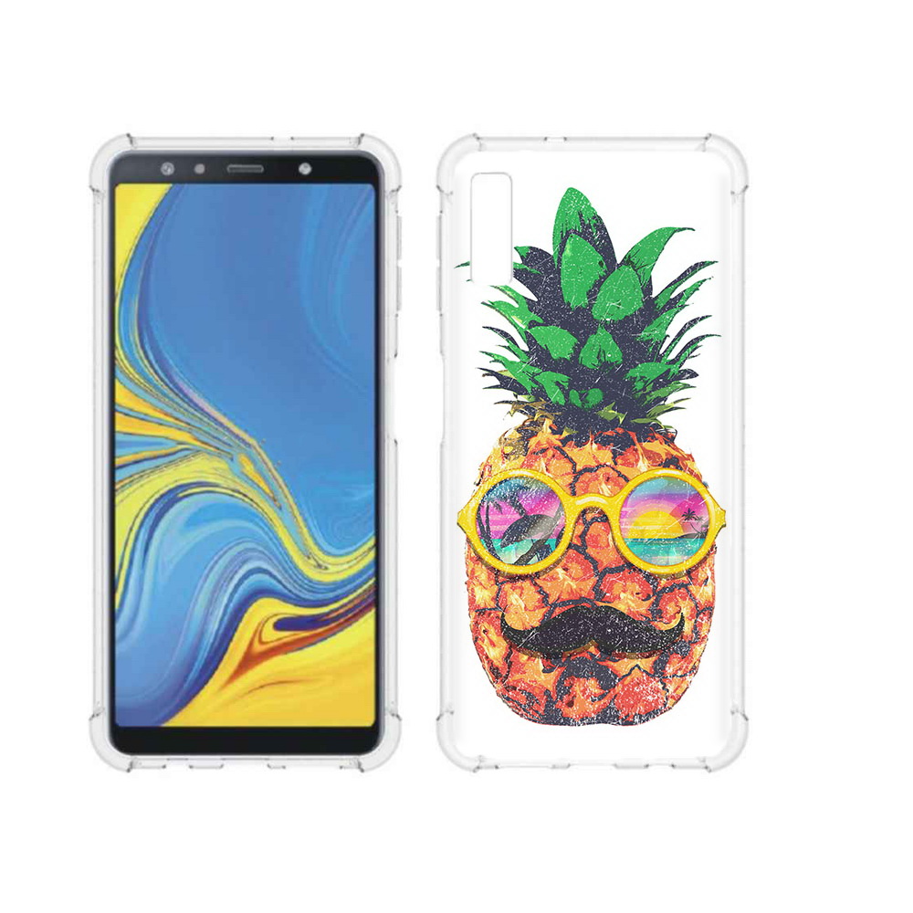 

Чехол MyPads Tocco для Samsung Galaxy A7 (2018) прикольный ананас с лицом, Прозрачный, Tocco
