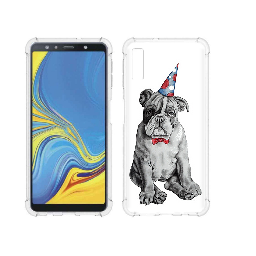 

Чехол MyPads Tocco для Samsung Galaxy A7 (2018) праздничный щенок (PT95255.558.554), Прозрачный, Tocco