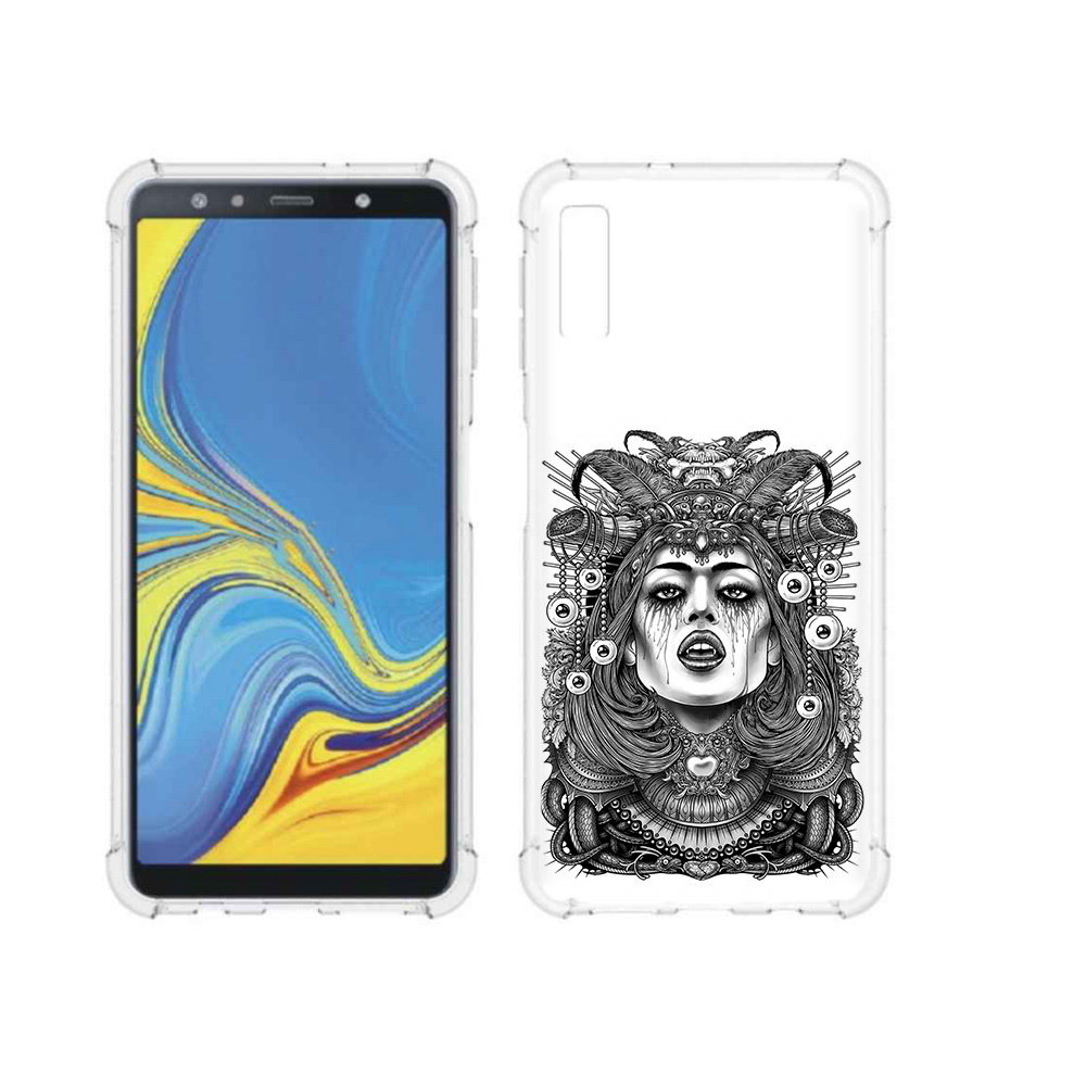 

Чехол MyPads Tocco для Samsung Galaxy A7 (2018) портрет девушки черно белый, Прозрачный, Tocco