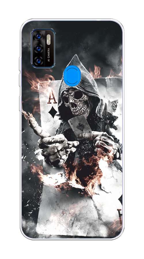 

Чехол на ZTE Blade A7s 2020 "Карты черепа в капюшоне", Белый;серый, 133950-1