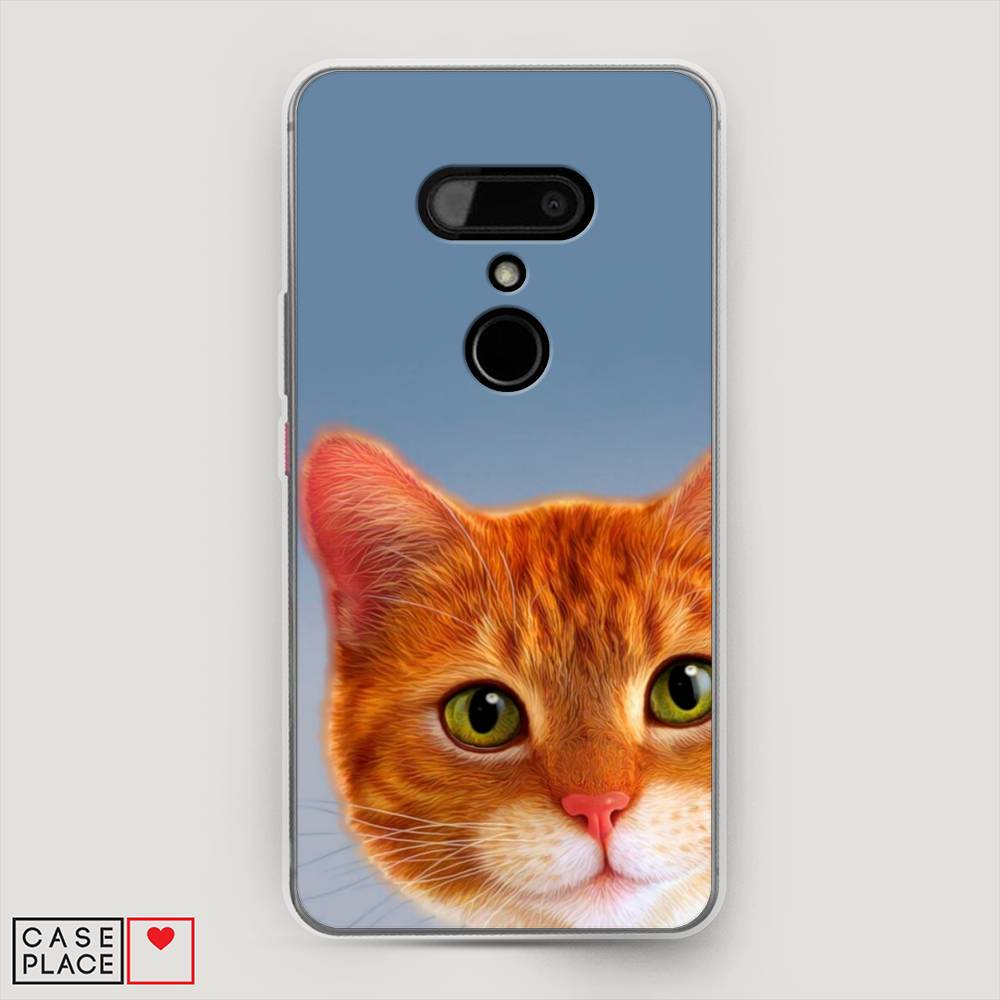 

Чехол на HTC U12 "Любопытный котик", Коричневый, 102050-1