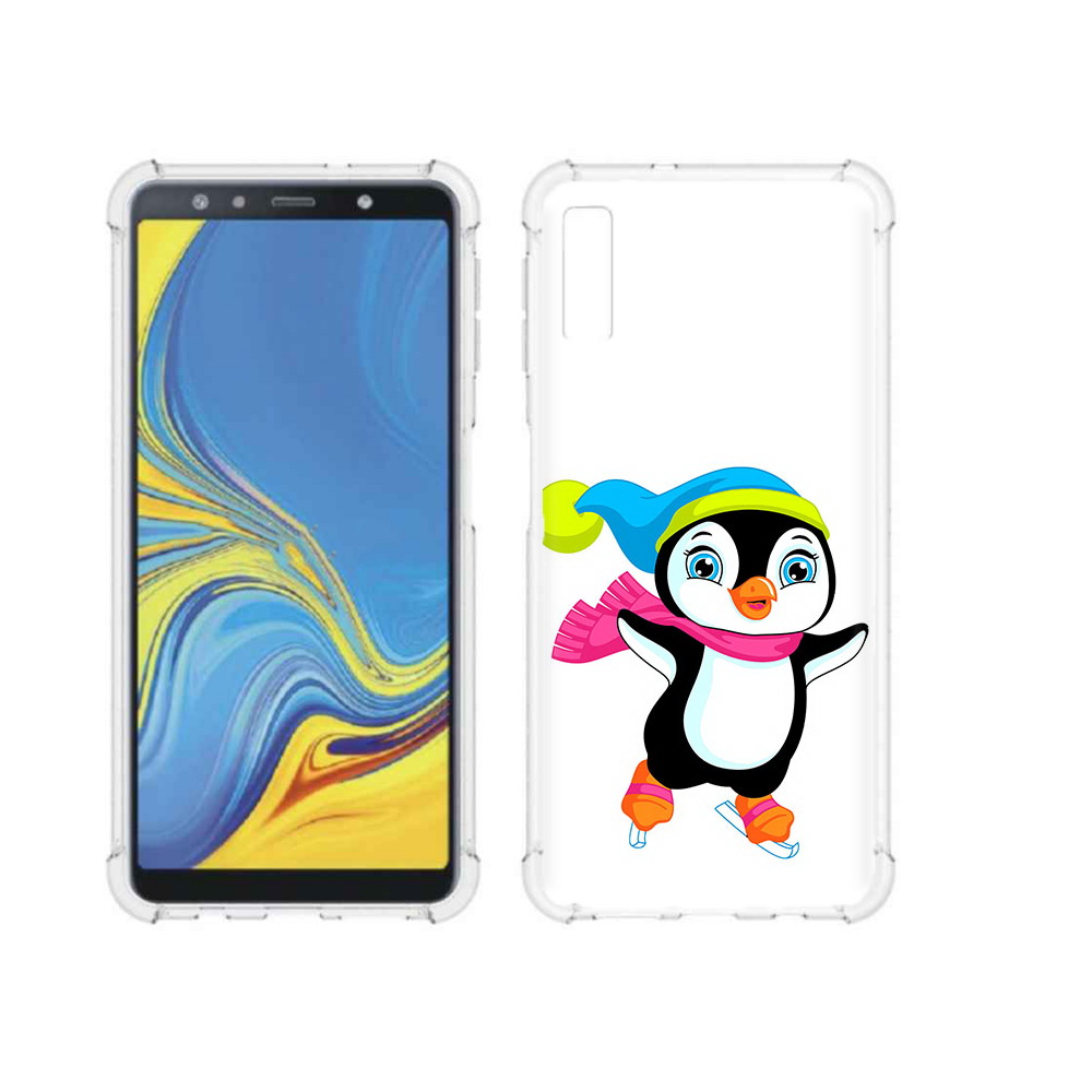 

Чехол MyPads Tocco для Samsung Galaxy A7 (2018) пингвин на коньках (PT95255.558.540), Прозрачный, Tocco
