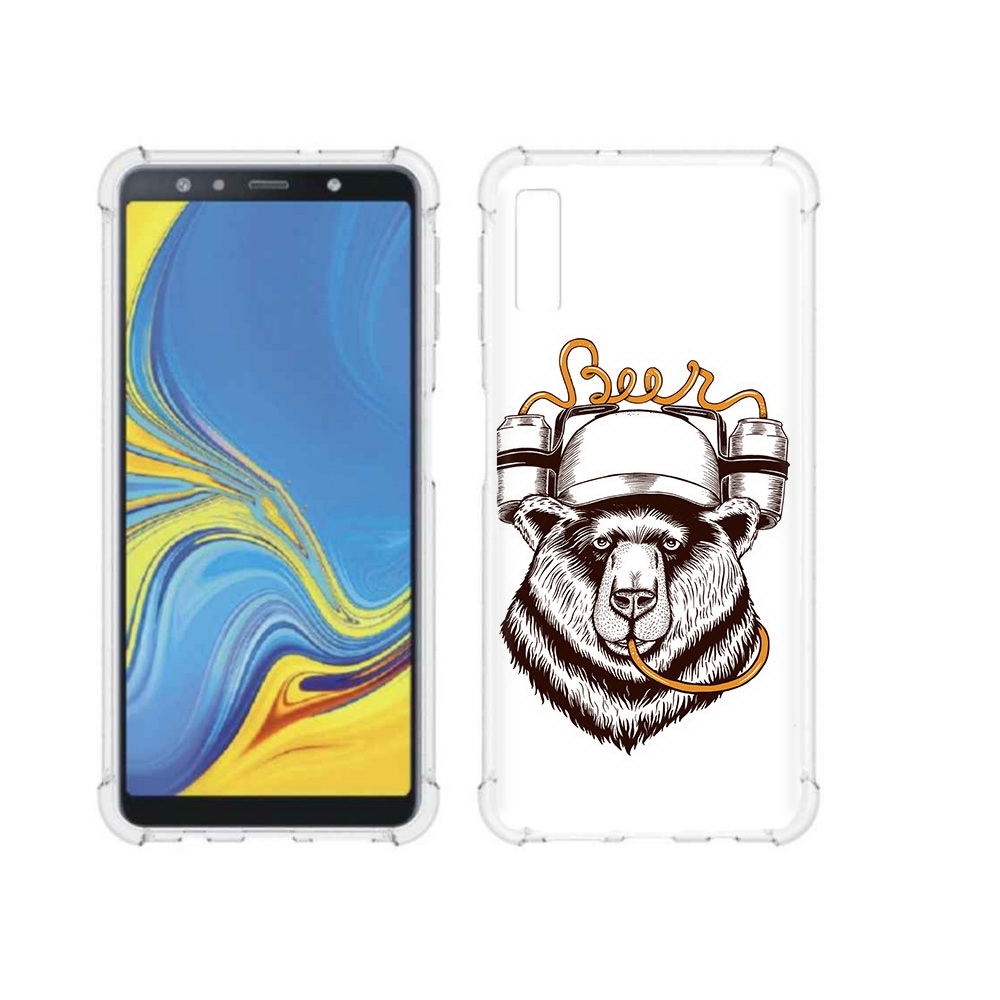 

Чехол MyPads Tocco для Samsung Galaxy A7 (2018) пивной медведь (PT95255.558.538), Прозрачный, Tocco