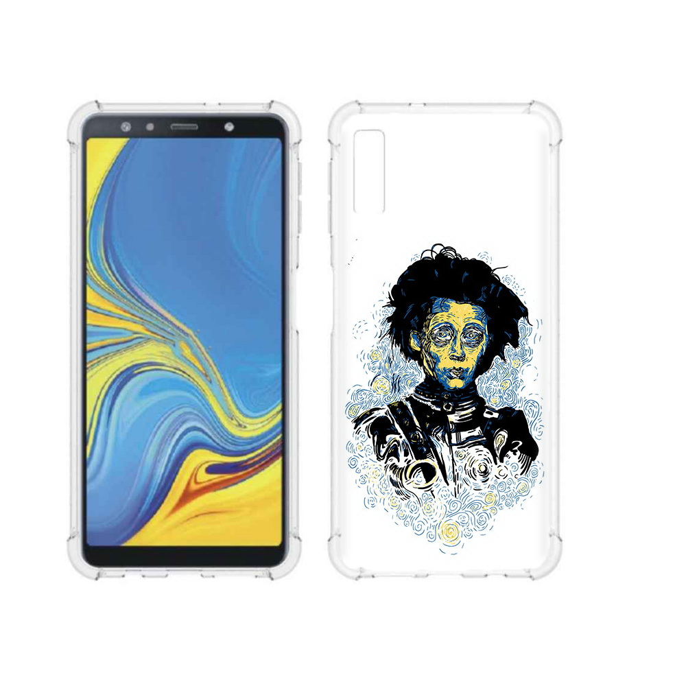 Чехол MyPads Tocco для Samsung Galaxy A7 (2018) парень черно-белый абстракция