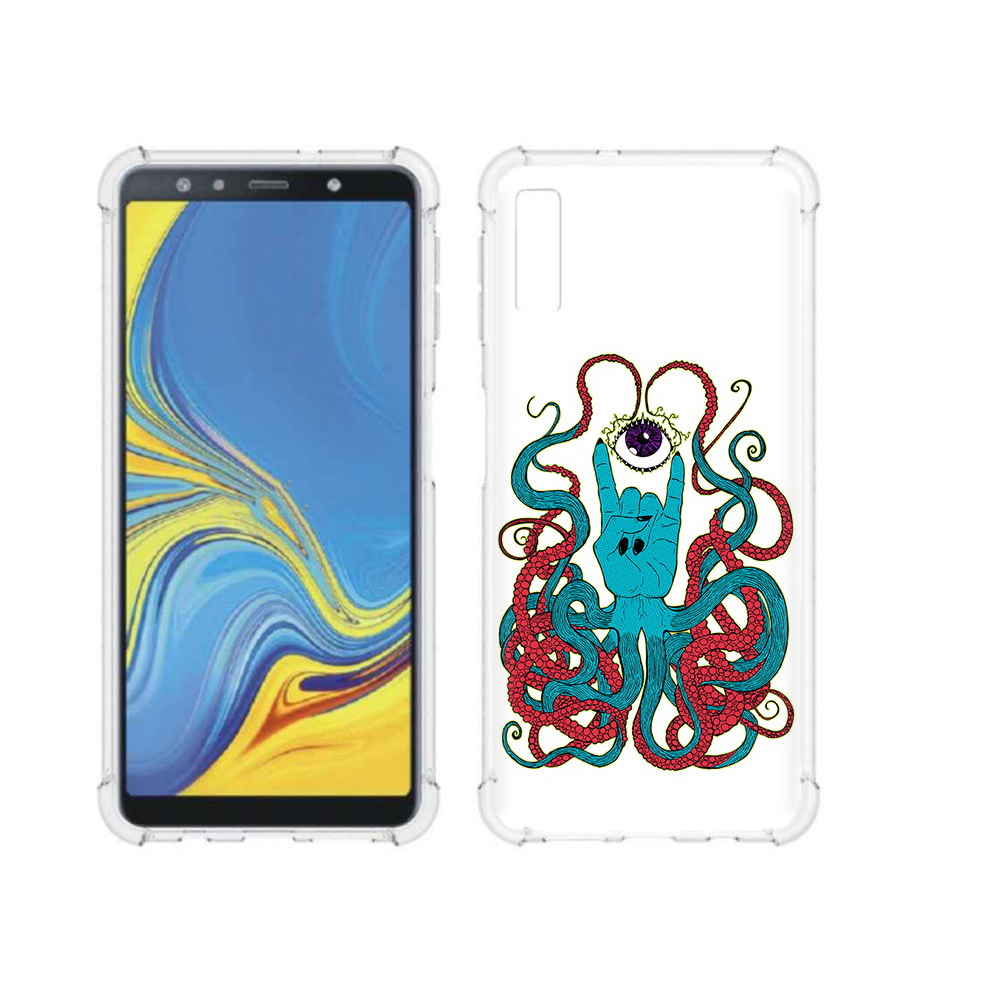 

Чехол MyPads Tocco для Samsung Galaxy A7 (2018) осьминог-рука абстракция (PT95255.558.530), Прозрачный, Tocco