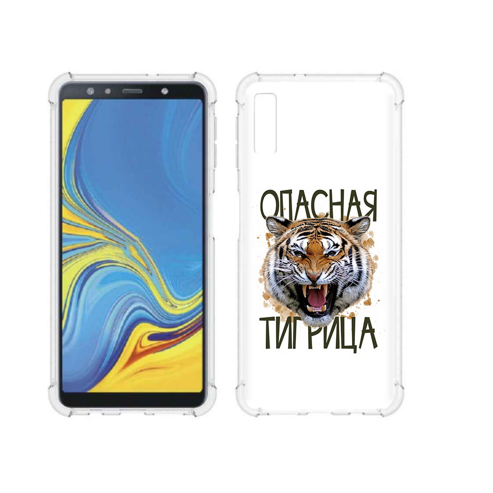 

Чехол MyPads Tocco для Samsung Galaxy A7 (2018) опасная тигрица (PT95255.558.527), Прозрачный, Tocco