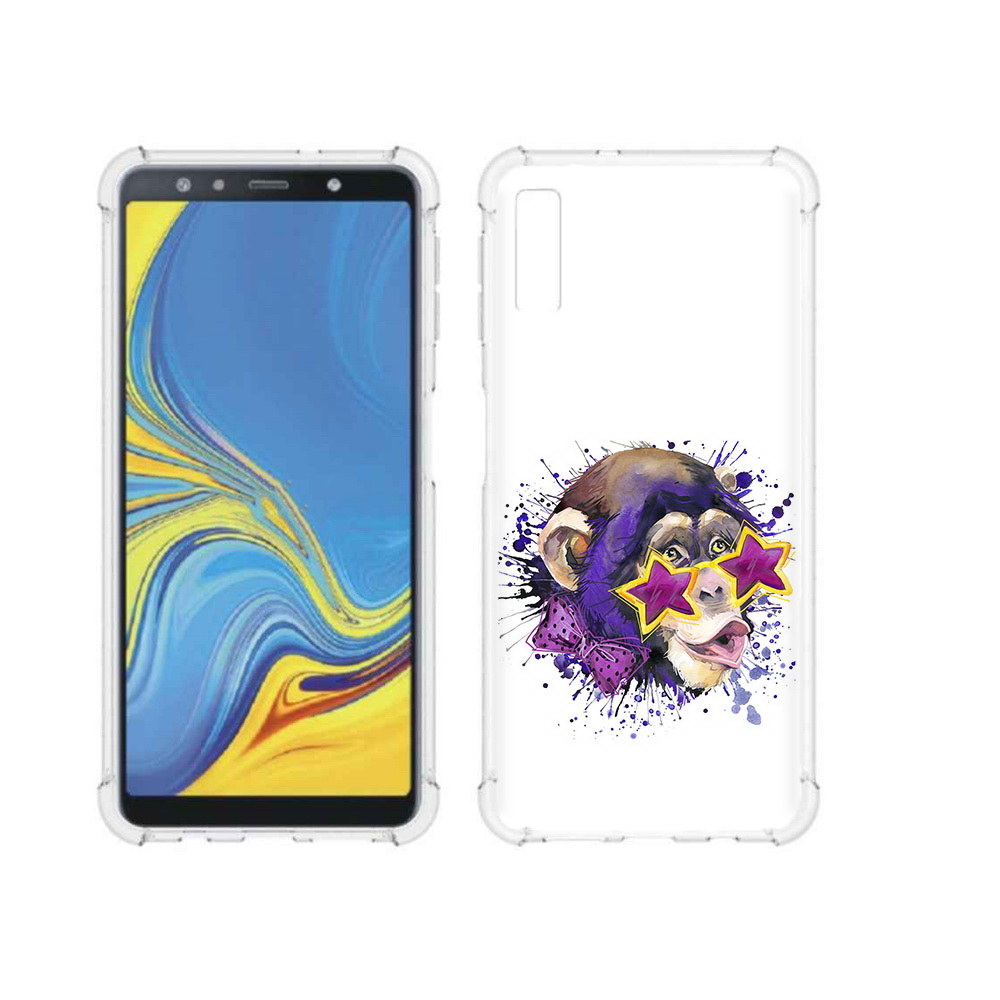 

Чехол MyPads Tocco для Samsung Galaxy A7 (2018) обезьяна в очках (PT95255.558.524), Прозрачный, Tocco