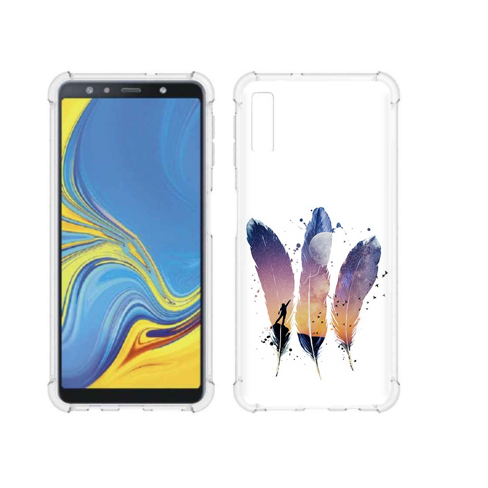 

Чехол MyPads Tocco для Samsung Galaxy A7 (2018) небесные перья (PT95255.558.519), Прозрачный, Tocco