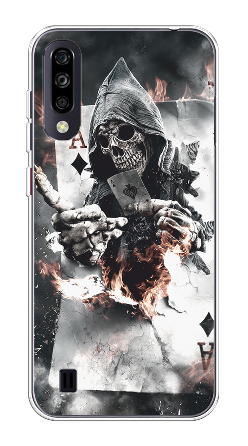 

Чехол на ZTE Blade A7 (2020) "Карты черепа в капюшоне", Белый;серый, 133750-1