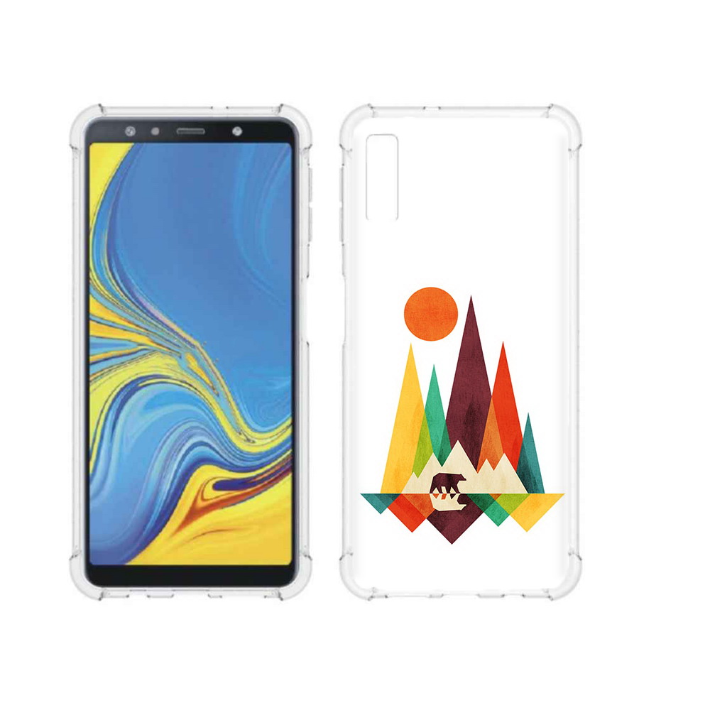 

Чехол MyPads Tocco для Samsung Galaxy A7 (2018) нарисованные горы с медведем, Прозрачный, Tocco