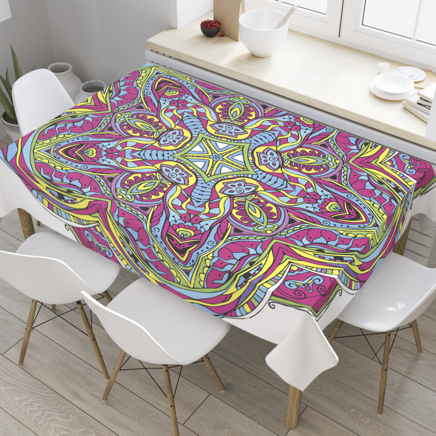 

Скатерть прямоугольная JoyArty "Мандала индуизма" из оксфорда, 120x145 см, Розовый, Мандала индуизма
