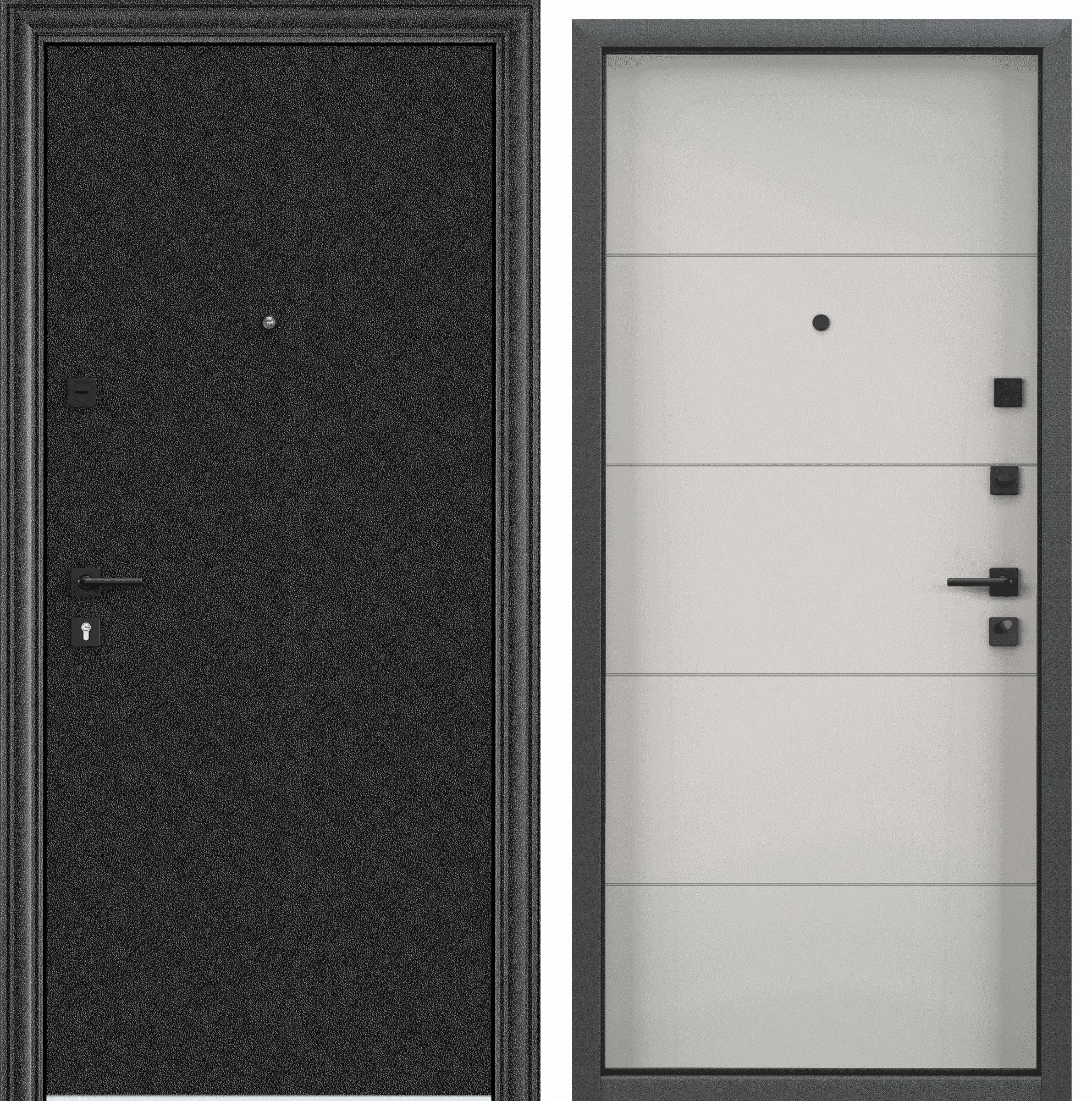 Дверь входная для квартиры металлическая Torex Flat-M 950х2050, правый, черный/белый