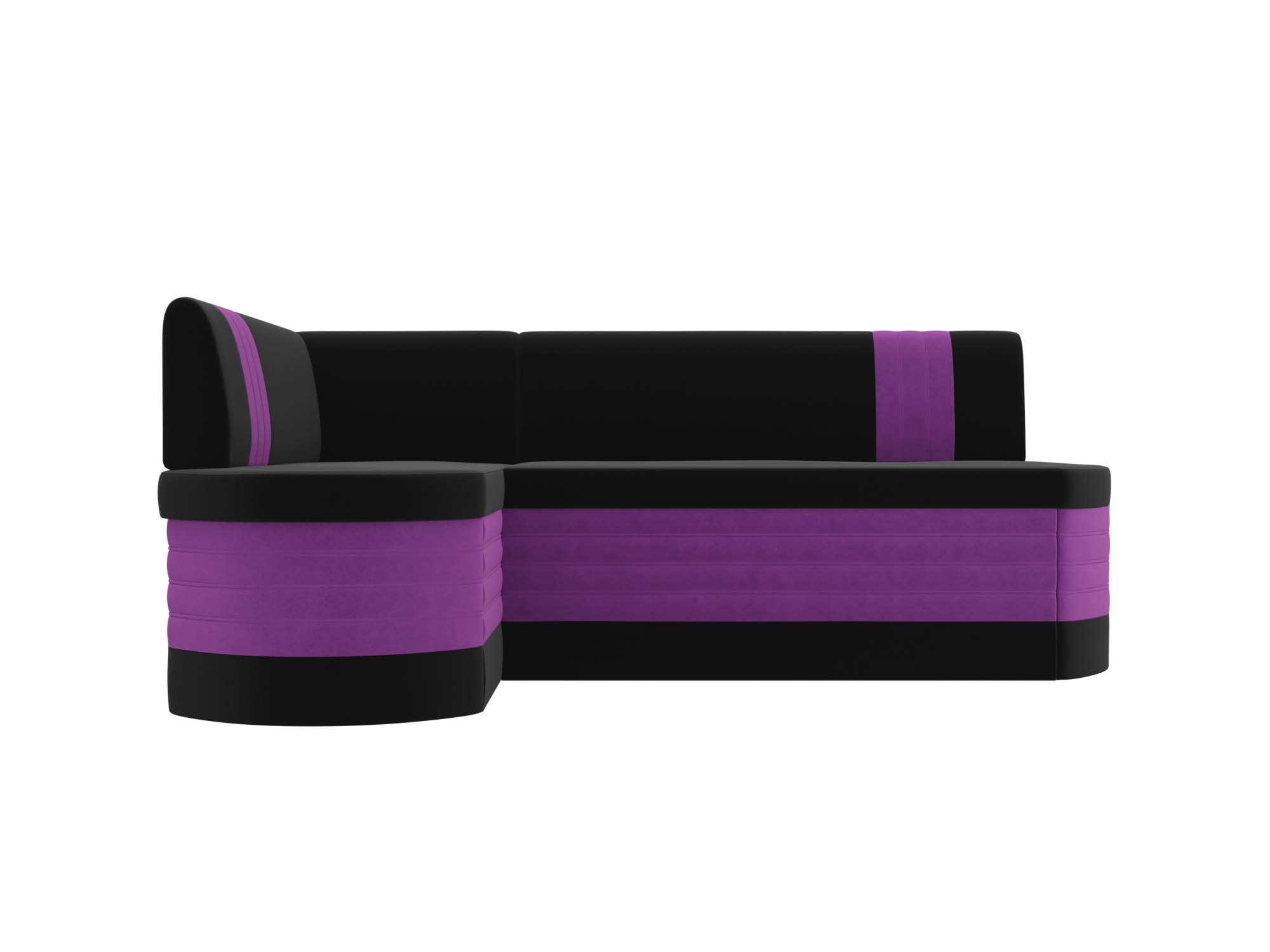 

Диван кухонный Лига Диванов Токио левый угол 204х126х82, микровельвет, черный/фиолетовый, Кухонный угловой диван Токио левый угол