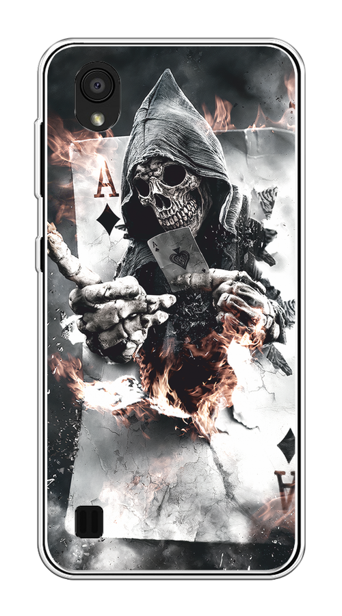 

Чехол на ZTE Blade A5 (2019) "Карты черепа в капюшоне", Белый;серый, 133050-1