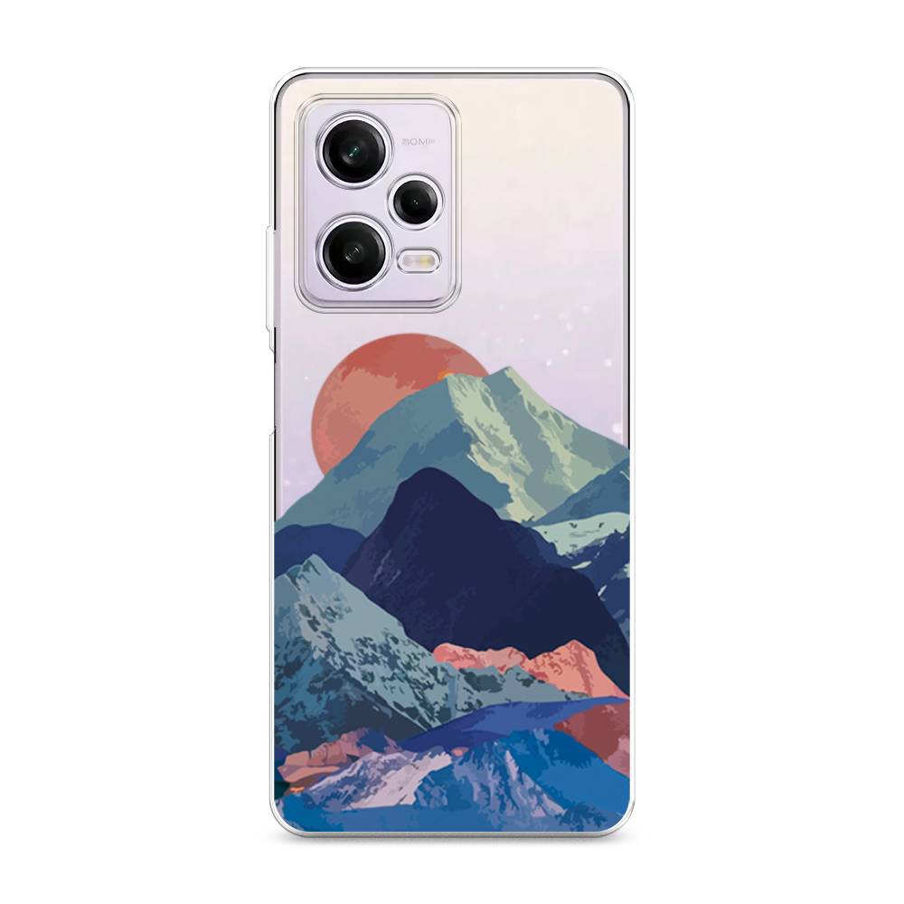 

Чехол на Xiaomi Redmi Note 12 Pro "Закат в снежных горах", Красный;серый;голубой, 317050-2