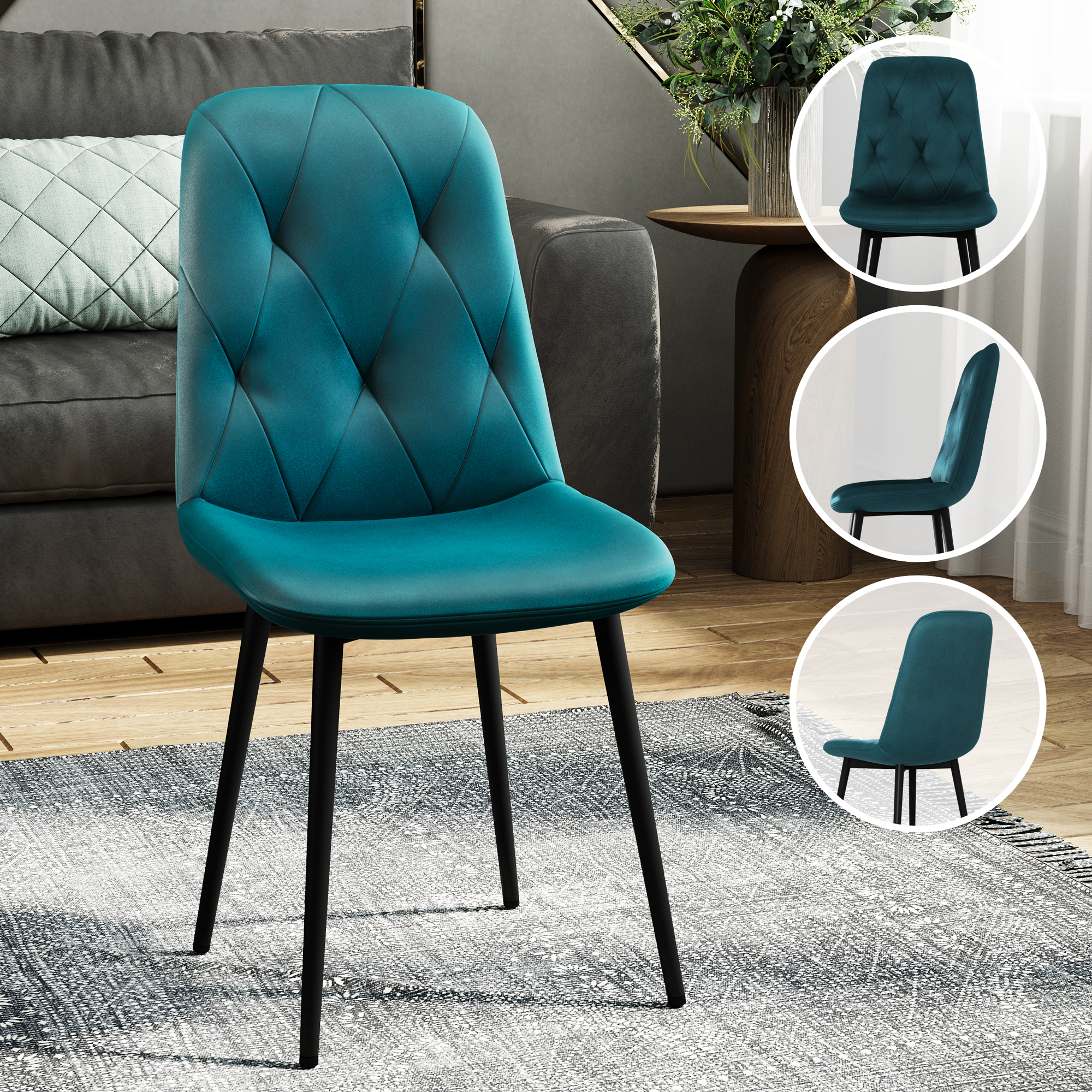 Стул Soft&Chair DC-2103, аквамарин/черный