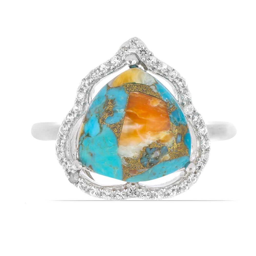 Кольцо из серебра р.17 Ювелирия T39762, бирюза/топаз