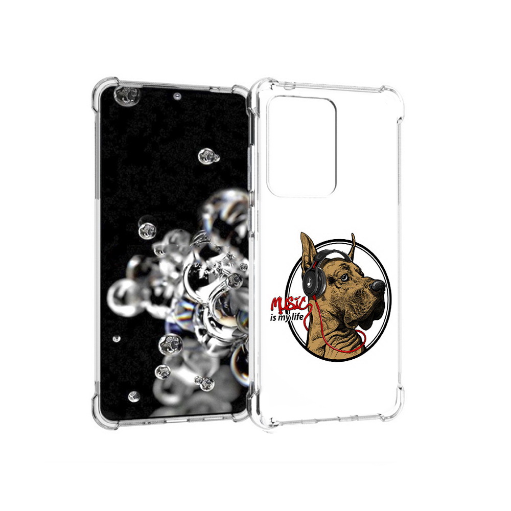 

Чехол MyPads Tocco для Samsung Galaxy S20 Ultra музыкальная собака (PT144384.494.490), Прозрачный, Tocco