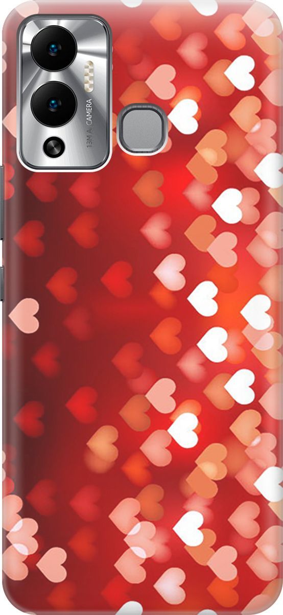 

Чехол на Infinix Hot 12 Play NFC "Бокэ из красных сердечек", Красный, 14654