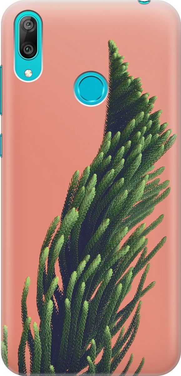 

Силиконовый чехол на Huawei Y7 (2019) "Хвоя на розовом", Зеленый;розовый, 6607