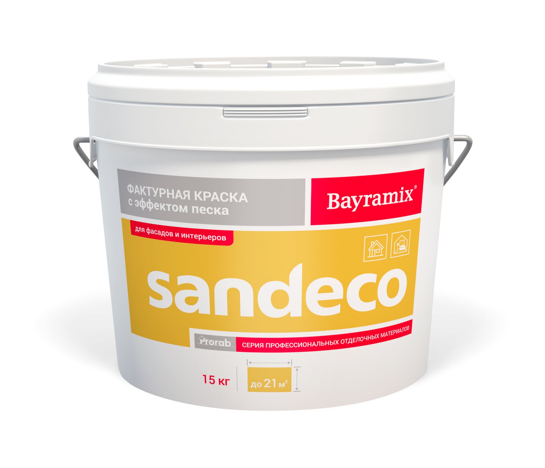 Фактурная краска Bayramix Sandeco для наружных и внутренних работ, 15 кг акриловая краска для osb плит для наружных и внутренних работ master farbe