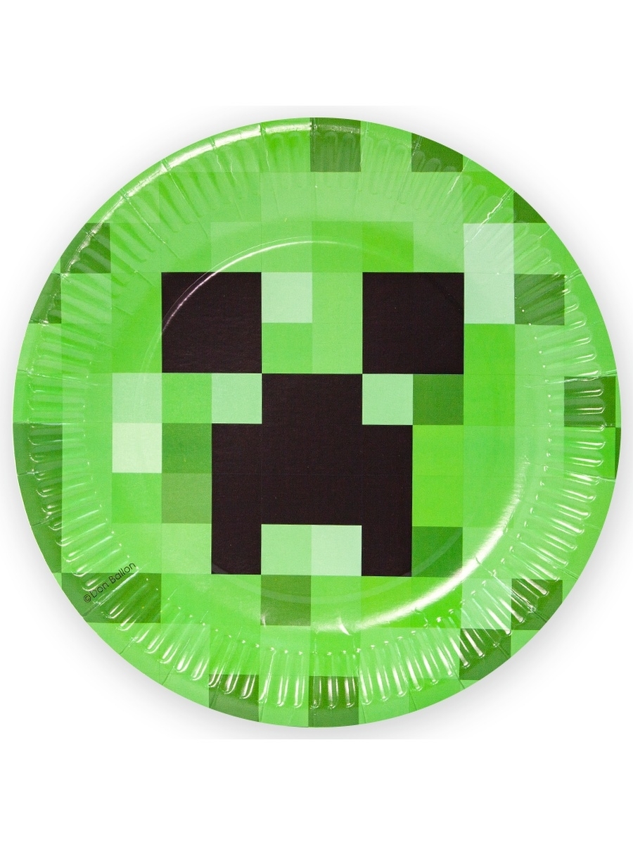 Набор одноразовой бумажной посуды тарелки на день рождения 6 шт Майнкрафт Minecraft МОСШАР