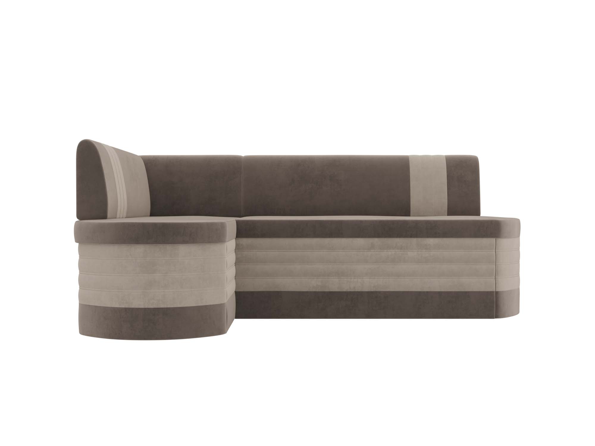 

Диван кухонный Лига Диванов Токио левый угол 204х126х82, велюр, коричневый/бежевый, Кухонный угловой диван Токио левый угол