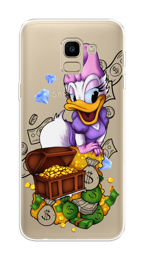 

Чехол на Samsung Galaxy J6 2018 "Rich Daisy Duck", Коричневый;белый;фиолетовый, 26150-6