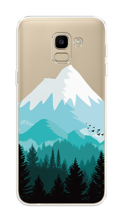 

Чехол на Samsung Galaxy J6 2018 "Синяя снежная гора", Белый;голубой, 26150-2