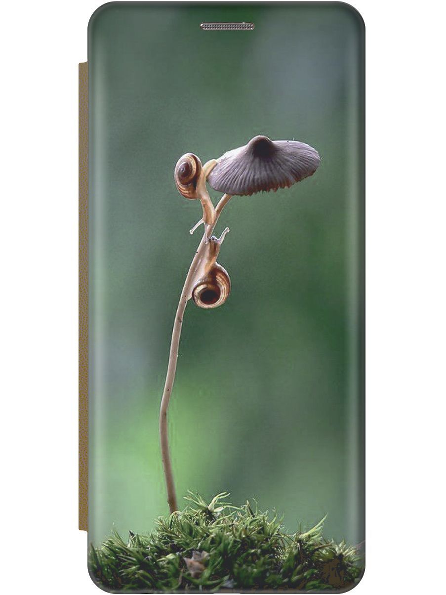 

Чехол-книжка на Huawei Y7 (2019) "Две улитки" золотистый, Зеленый;коричневый, 9210