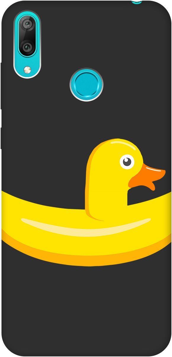 

Матовый чехол на Huawei Y7 (2019) "Duck Swim Ring" черный, Черный;белый, 8394
