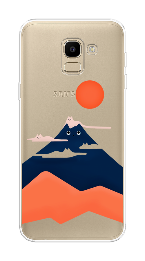

Чехол на Samsung Galaxy J6 2018 "Кот-гора", Черный;оранжевый, 26150-4