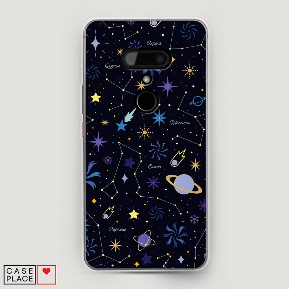 

Чехол на HTC U12 "Цветной космос", Желтый, 102050-2