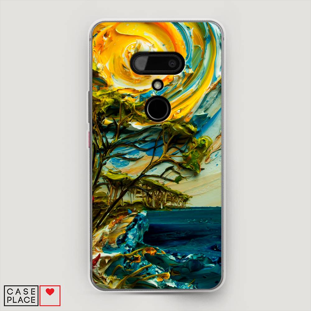 

Чехол на HTC U12 "Солнце живопись", Желтый;синий, 102050-4