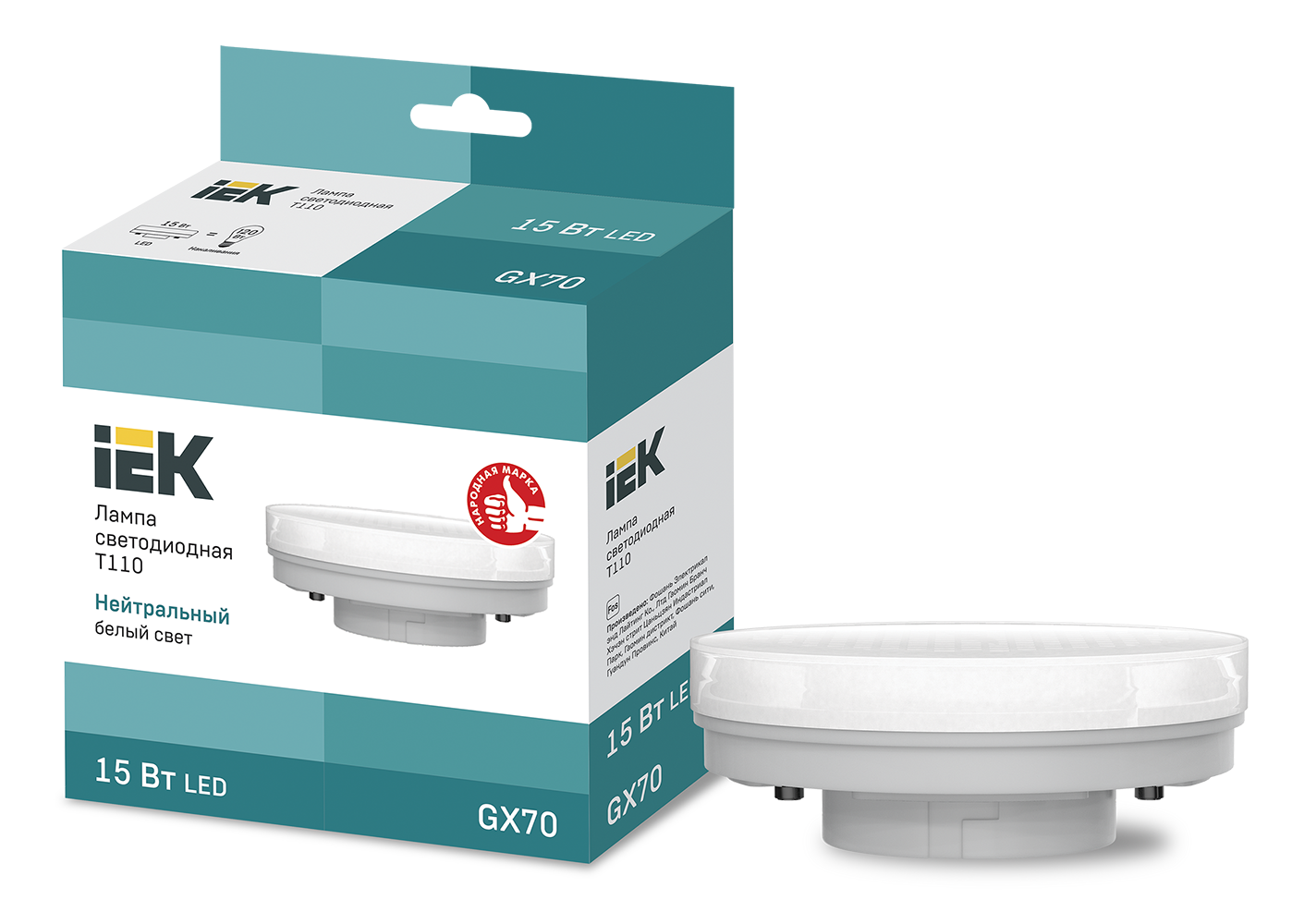 

Лампа светодиодная T110 таблетка 15Вт 230В 4000К GX70 IEK