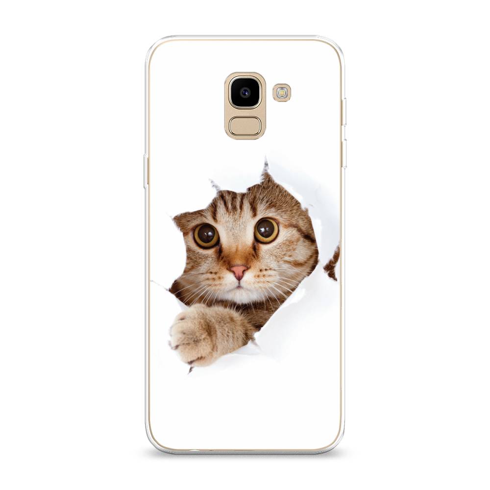 

Чехол на Samsung Galaxy J6 2018 "Кот и бумага", Белый;коричневый, 26150-1