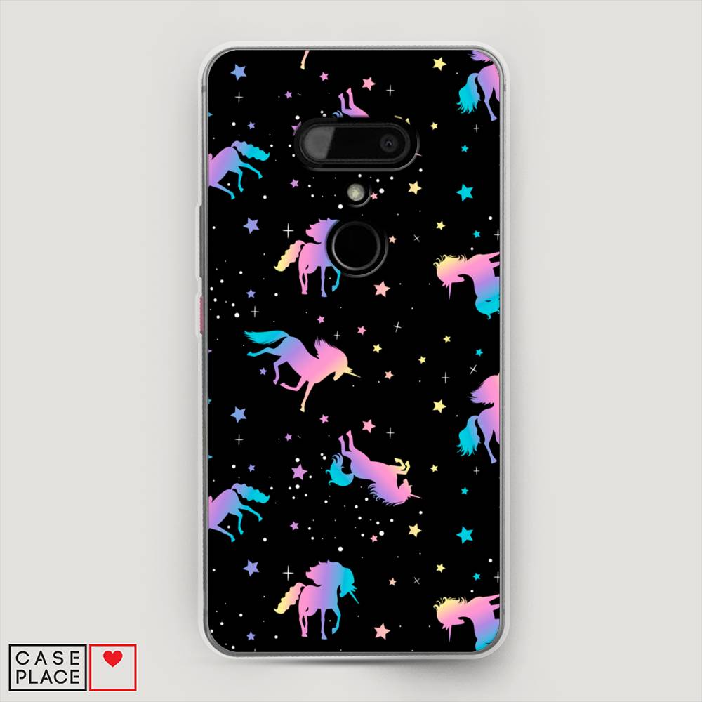 

Чехол на HTC U12 "Единороги градиент", Черный;розовый;голубой, 102050-1